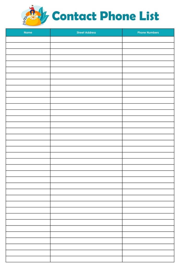 10 Best Phone Contact List Template Printable PDF For Free