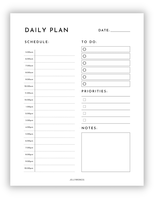 10 Cute Printable Daily Planners With Time Slots JellyMemos
