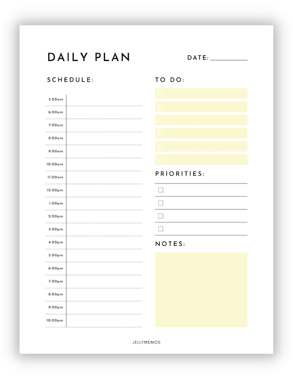 10 Cute Printable Daily Planners With Time Slots JellyMemos