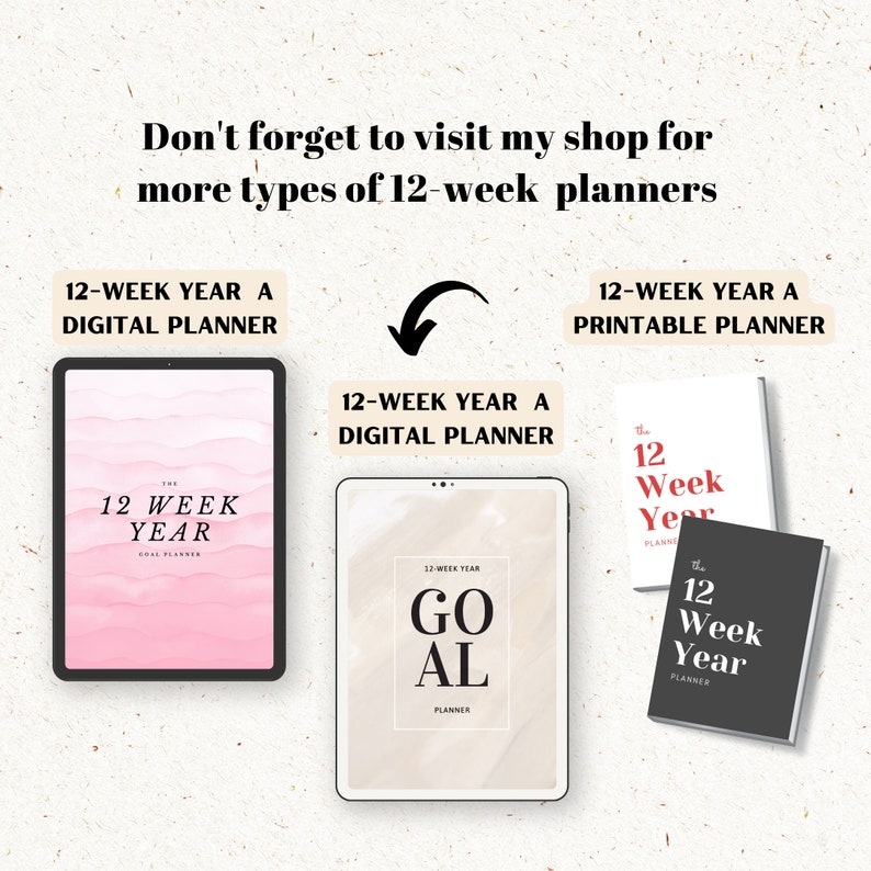 12 Week Year Planner Printable 12 week Year Template 90 Day Goal 
