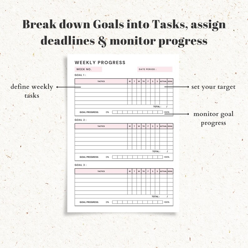 12 Week Year Planner Printable 12 week Year Template 90 Day Goal