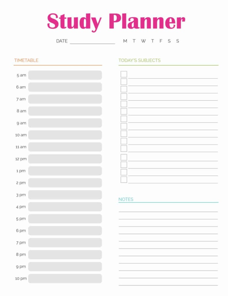 13 Page Student Planner Printable