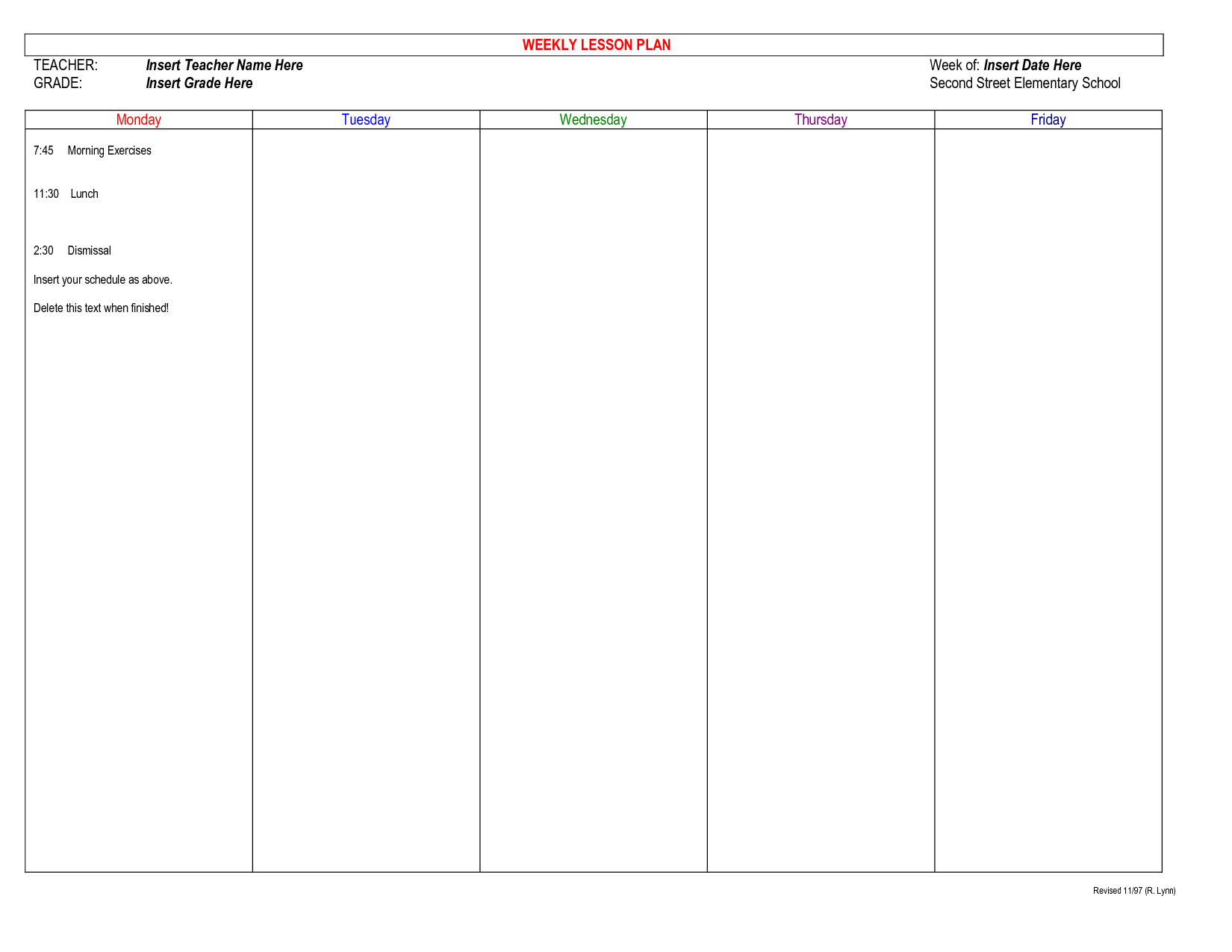 15 Free Printable Teacher Planner Worksheets Worksheeto Weekly