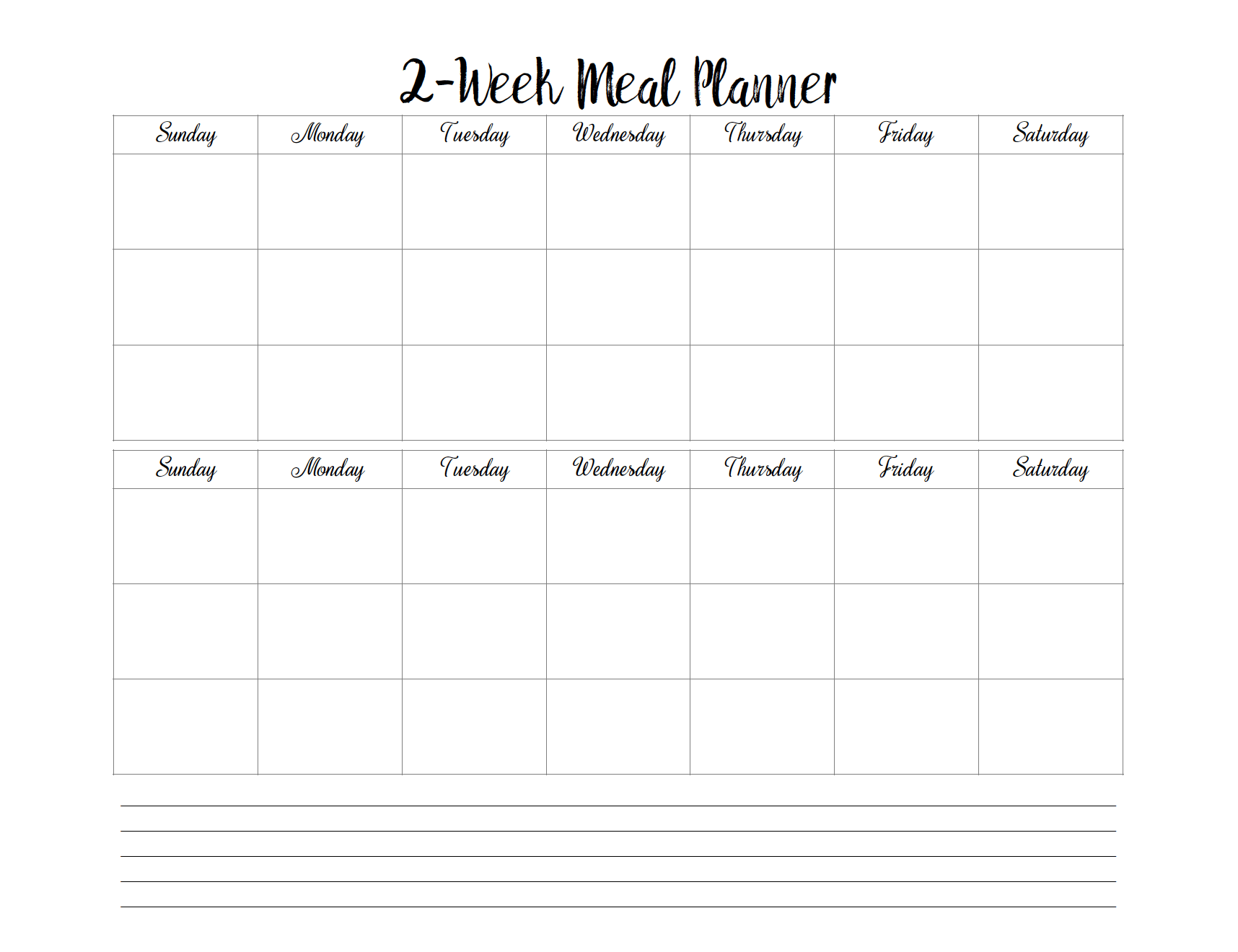 2 Week Planner Printable
