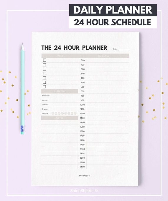 20 24 Hour Day Planner Template Simple Template Design