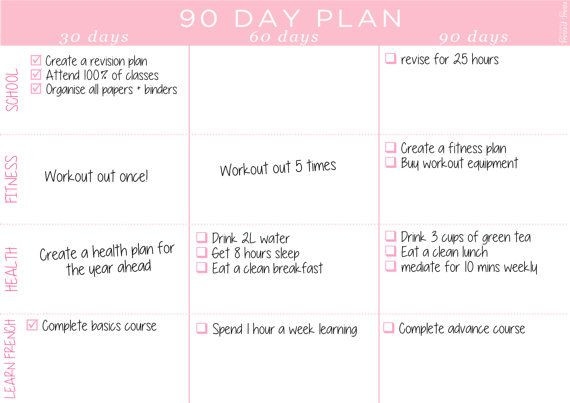 20 90 Day Planner Template