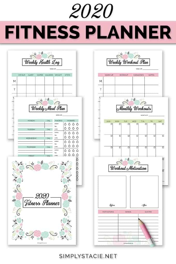 2020 Fitness Planner Free Printable Simply Stacie