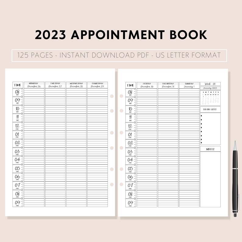 2023 Appointment Planner Printable Appointment Planner 15 Etsy