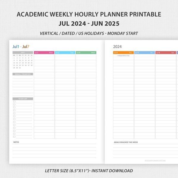 2024 2025 Academic Weekly Planner Printable In 2024 Weekly Academic 