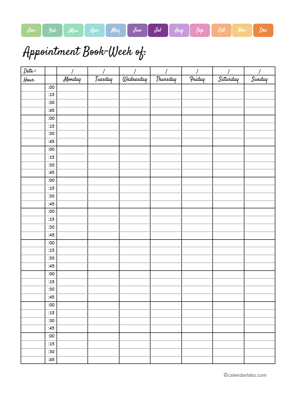 2024 Free Printable Weekly Appointment Calendar
