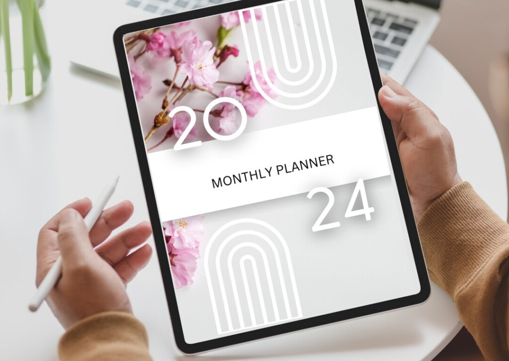 2024 Montly Planner PDF Printable Flowers And Pink Etsy