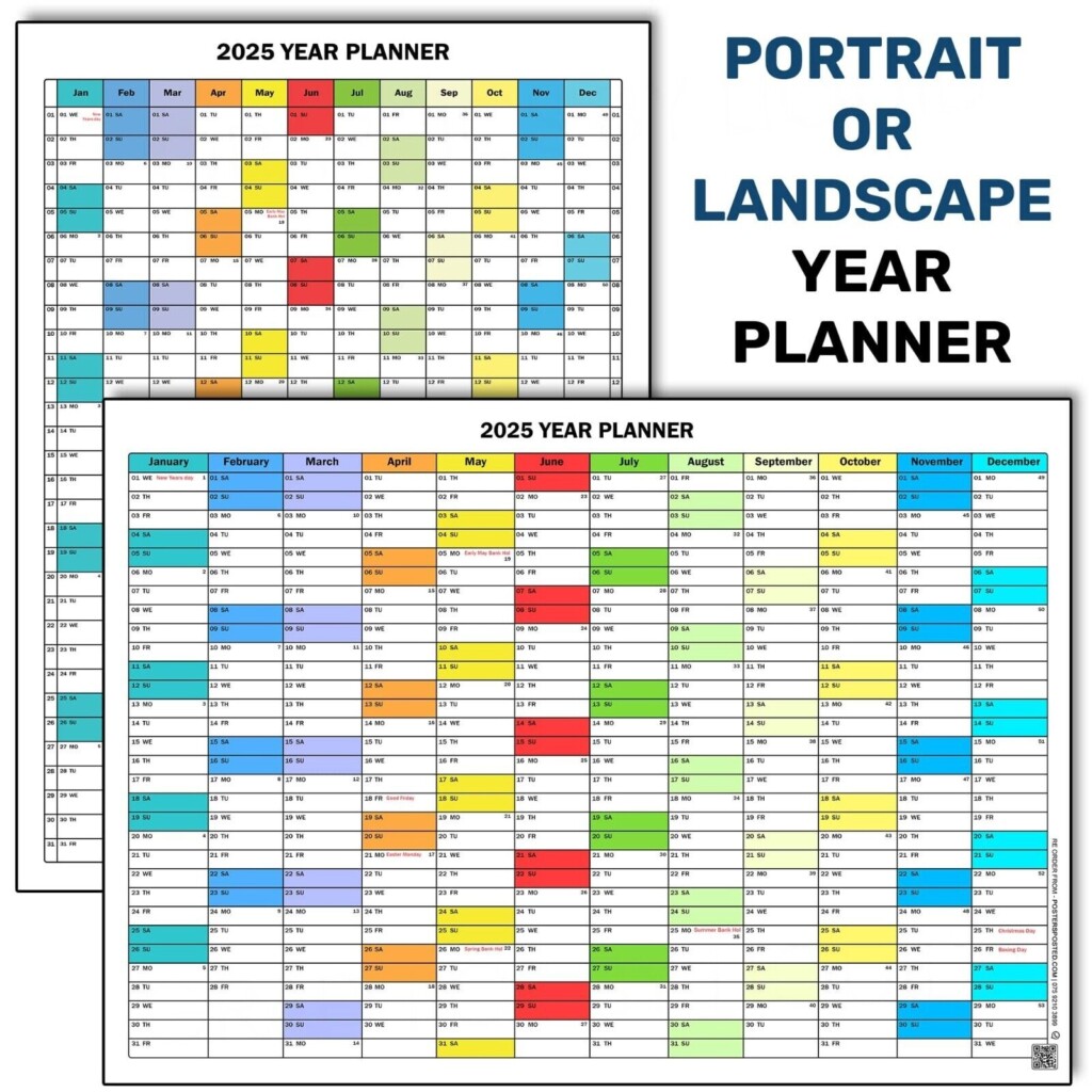 2025 Jahresplaner Wandplaner Kalender Urlaubsplan A5 A4 A3 A2 A1 