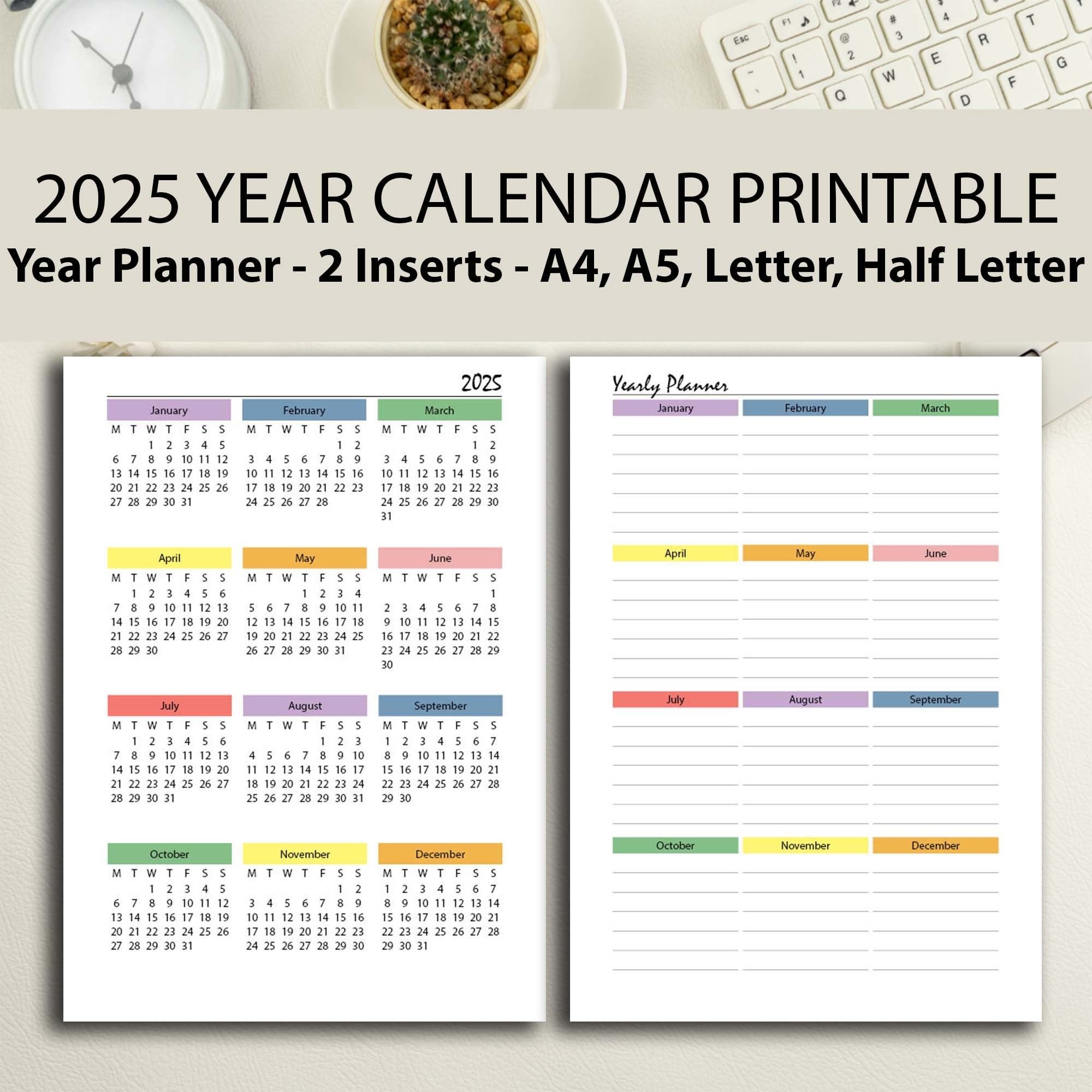 2025 Month On 2 Page Printable Planner Sunday Start Monday Start 2025
