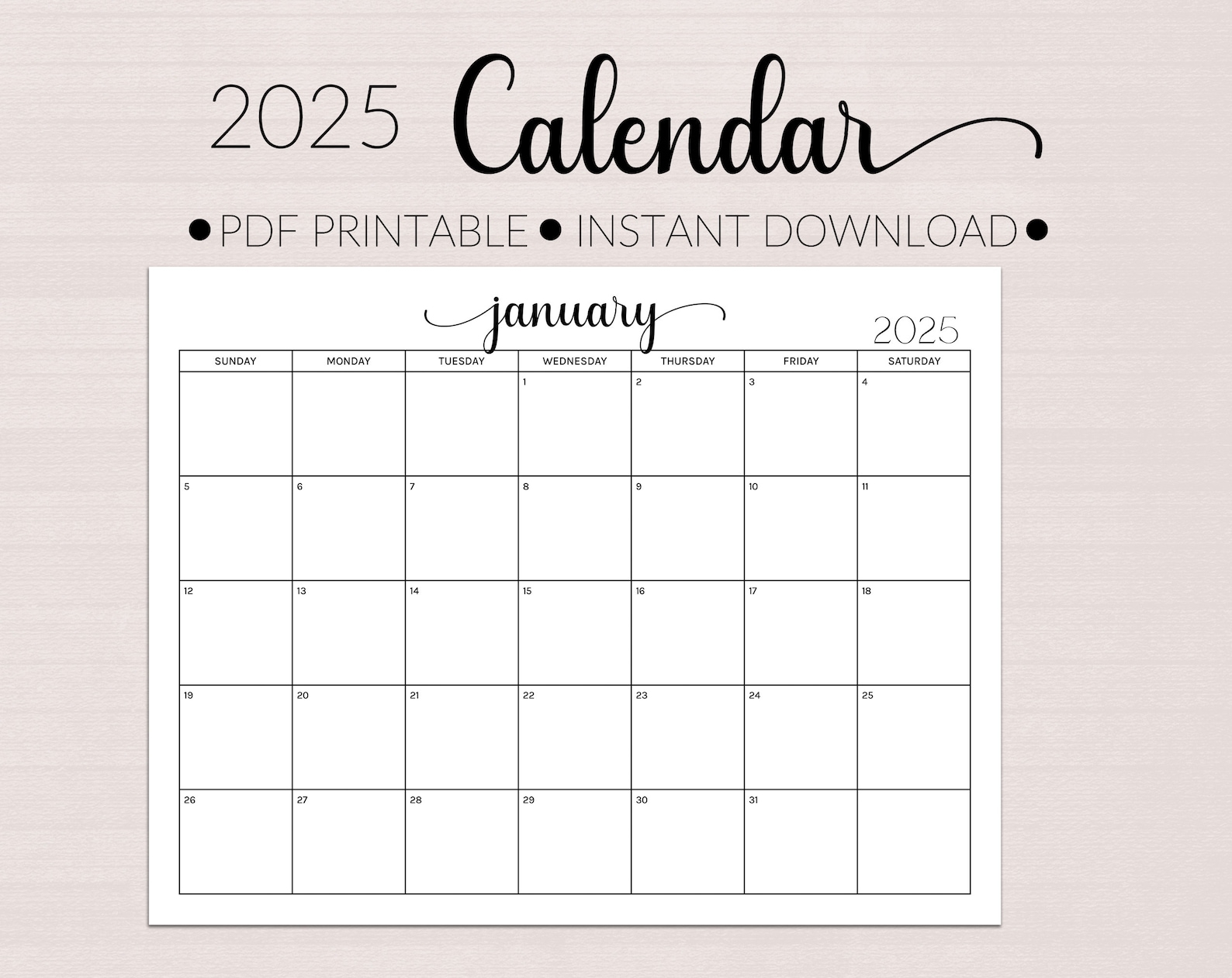 2025 Monthly Printable Planner Landscape Monthly Planning