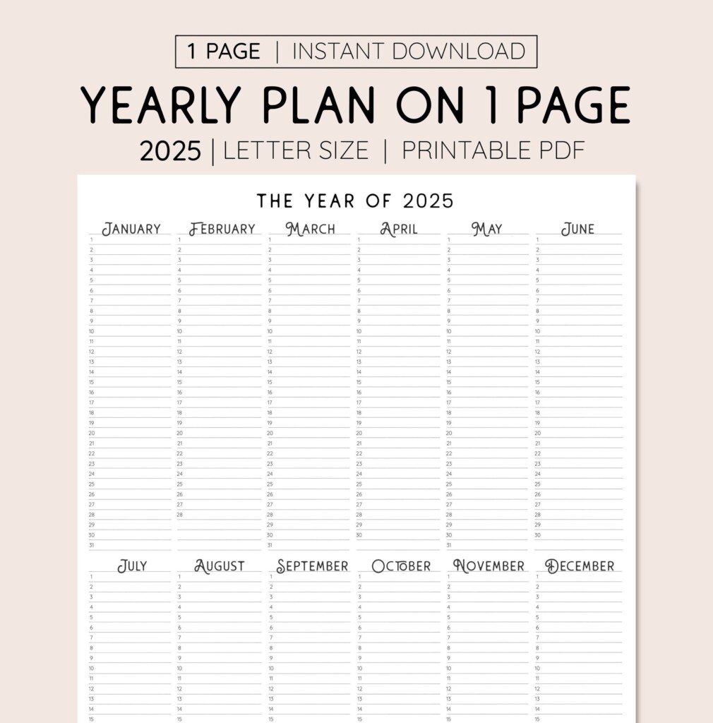2025 Planner Calendar Printable Calendar 2025
