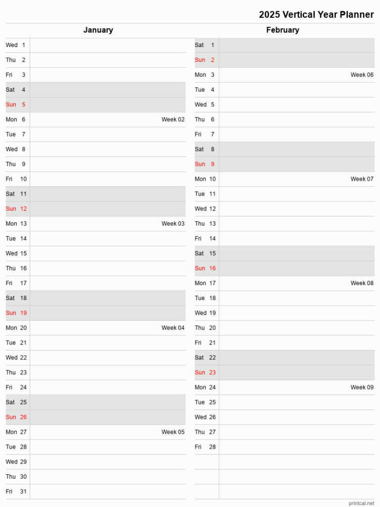 2025 Weekly Planner Printable Aya Vangroot