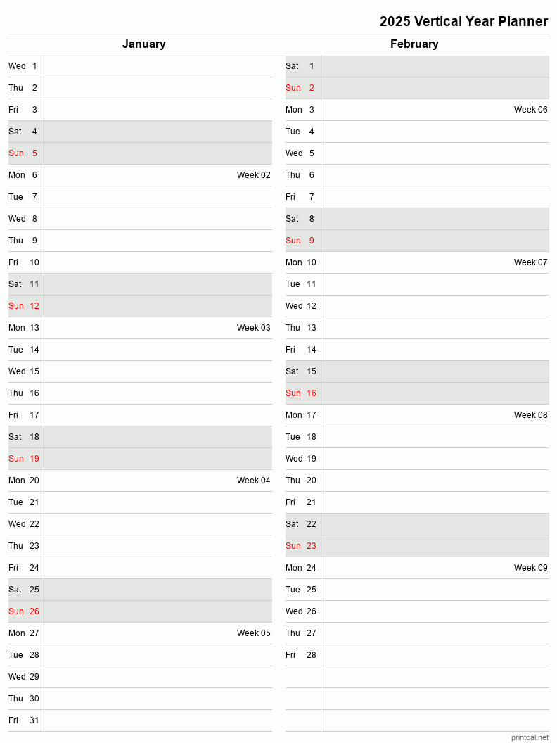 2025 Weekly Planner Printable Aya Vangroot