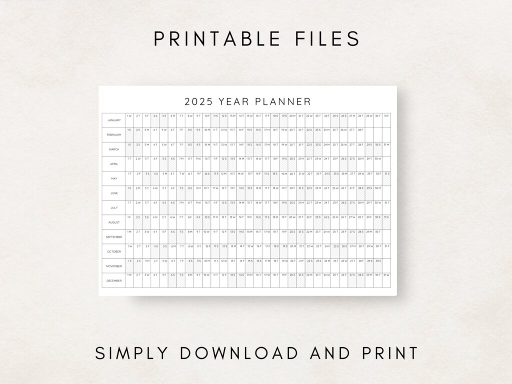 2025 Year Planner Printable Yearly Planning Calendar Calendar Poster 