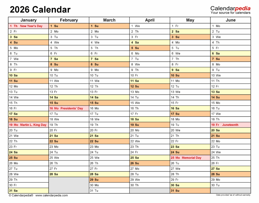 2026 Calendar Printable Free Pdf One Page Jessika P Pfeffer