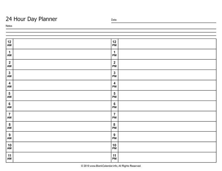 24 Hour Daily Planner
