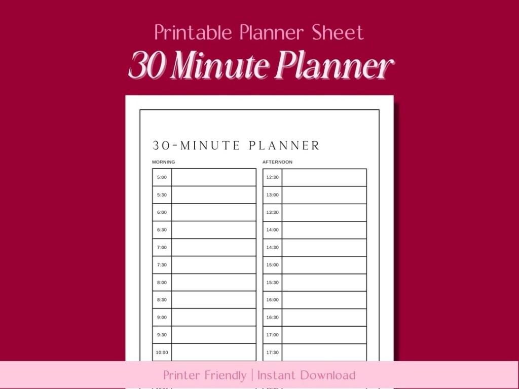 30 Minute Daily Planner Printable Small Business Planner Business 