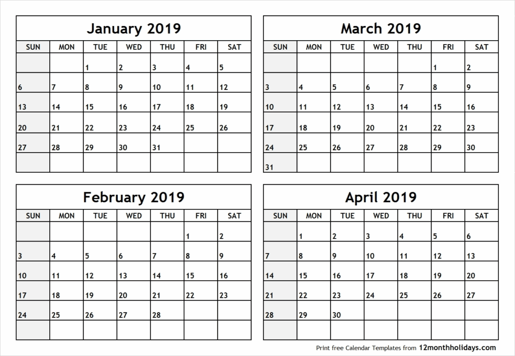 4 Month Printable Calendar Printable Templates