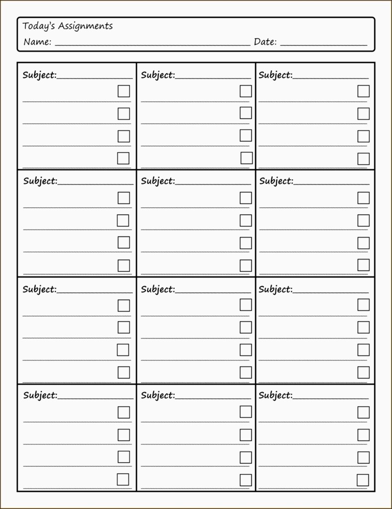 4 Student Assignment Planner Sample SampleTemplatess SampleTemplatess