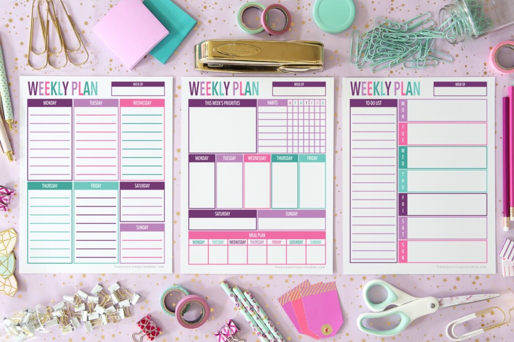 5 Free Printable Weekly Planner Templates