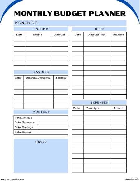 6 Free Printable Monthly Budget Planner Eroppa