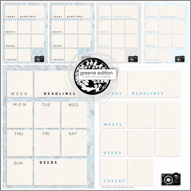 6x8 Planner Page Templates Greene Edition