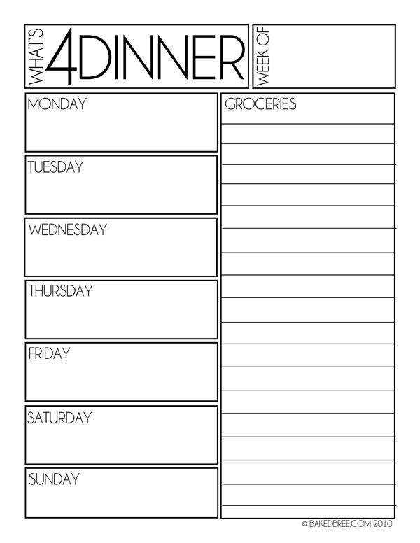 7 Best Images Of Printable Dinner Planner Free Printable Weekly Menu 