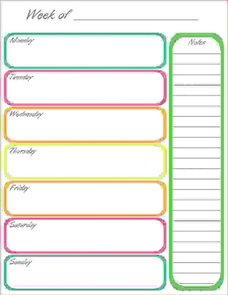 7 Day Printable Weekly Calendar Template Jinny Lurline