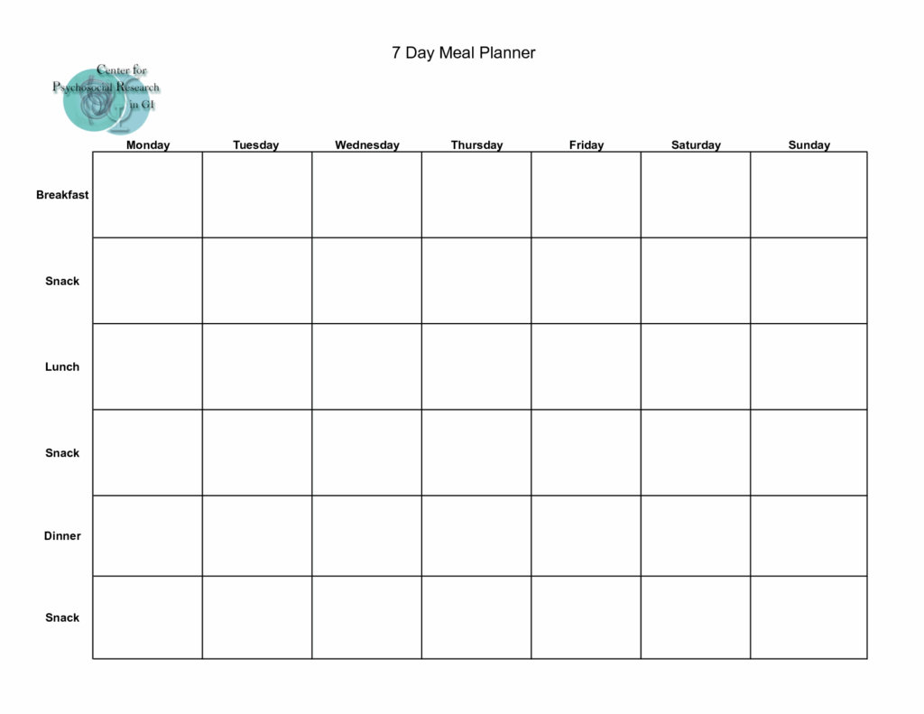 7 Day Weekly Meal Planner Printable