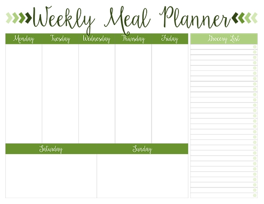 7 Day Weekly Meal Planner Printable Bomblopers