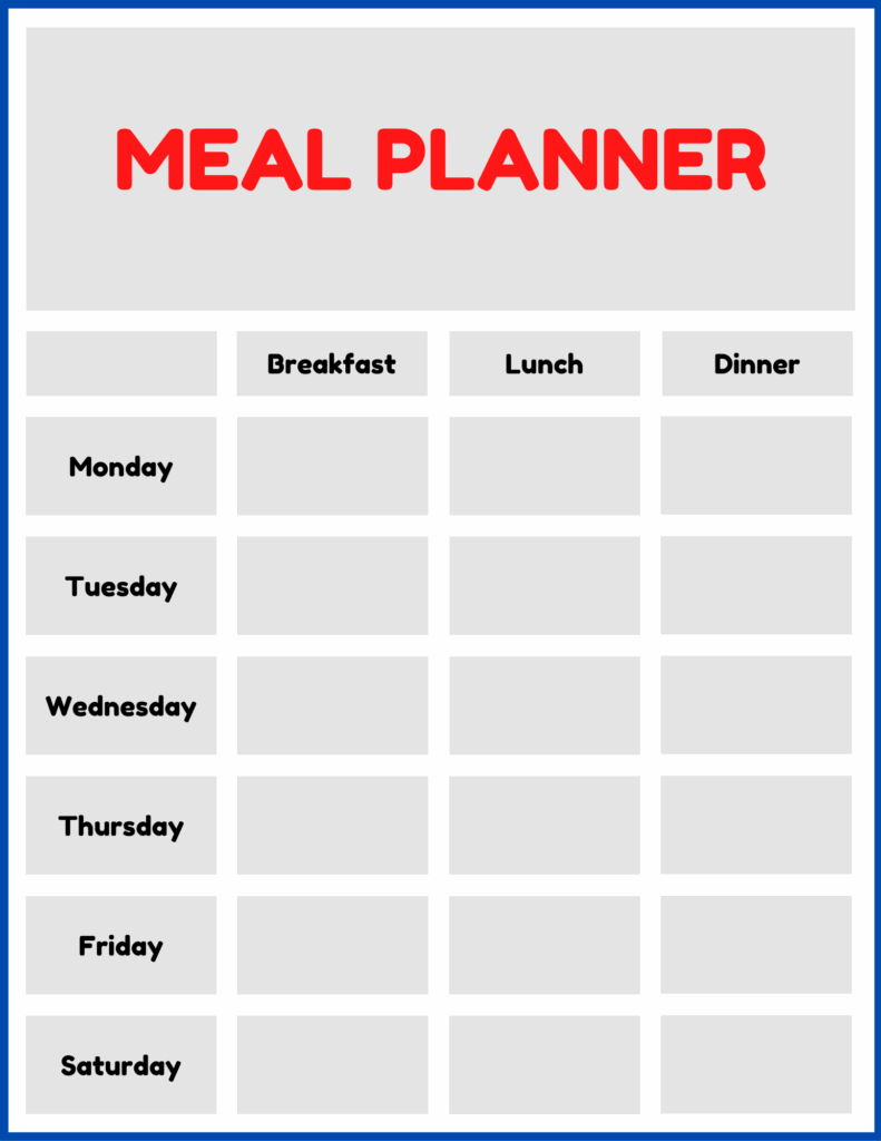 7 Day Weekly Meal Planner Printable Bomblopers