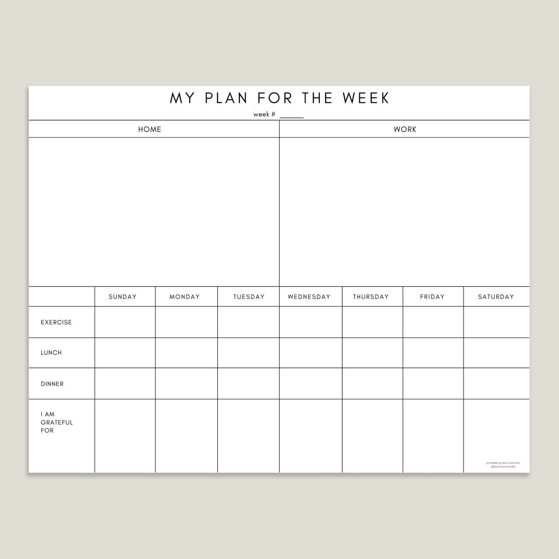 7 Day Weekly Meal Planner Printable Vcasse