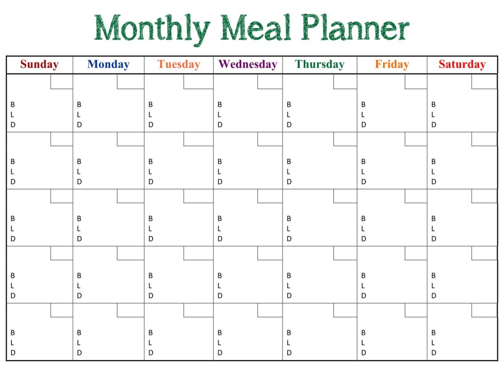 8 Best Printable Monthly Dinner Planner Printablee PrintableDietPlan