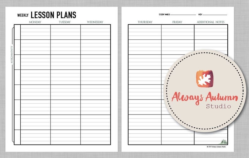 8 Subject Weekly Planner Printable Weekly Planner Printable