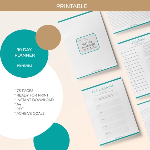 90 Day Printable Planner Template Action Plan Goal Setting Etsy