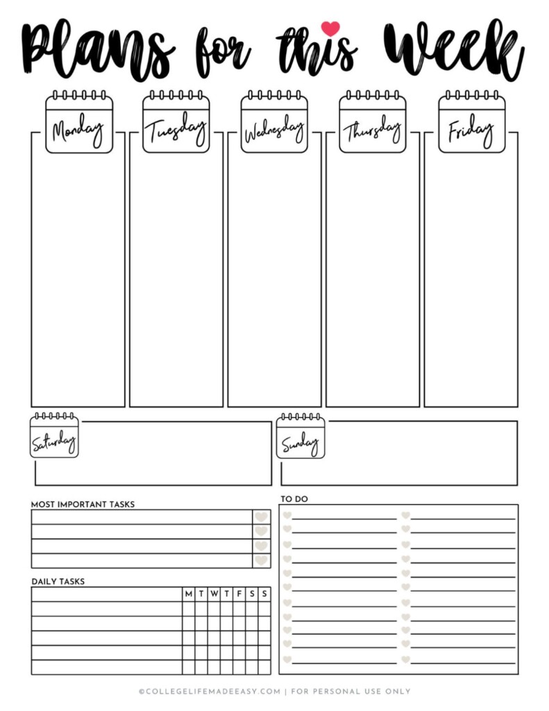 A Cute Printable Weekly Planner To Help You Tackle Life