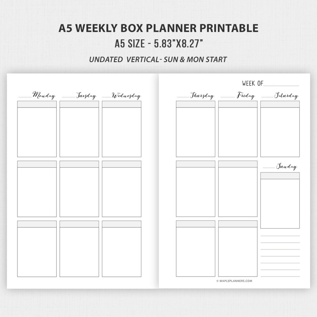 A5 Planner Printable Inserts A5 Weekly And Monthly Planner Inserts