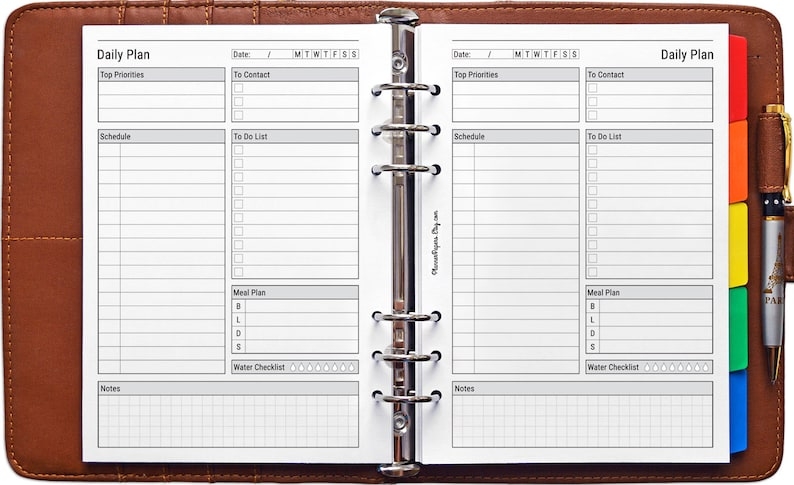 A5 Printable Daily Planner Filofax Agenda Daily Organizer Etsy