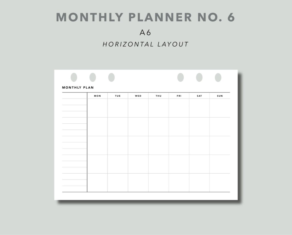 A6 Monthly Planner Printable Planner Insert Undated Month On Etsy