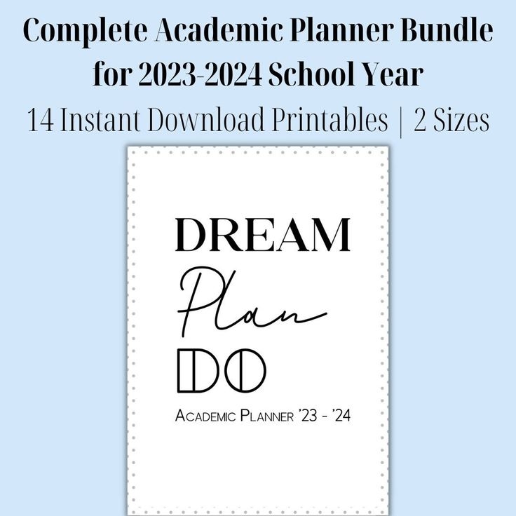 Academic Planner Printable Bundle For July 2023 June 2024 School Year 