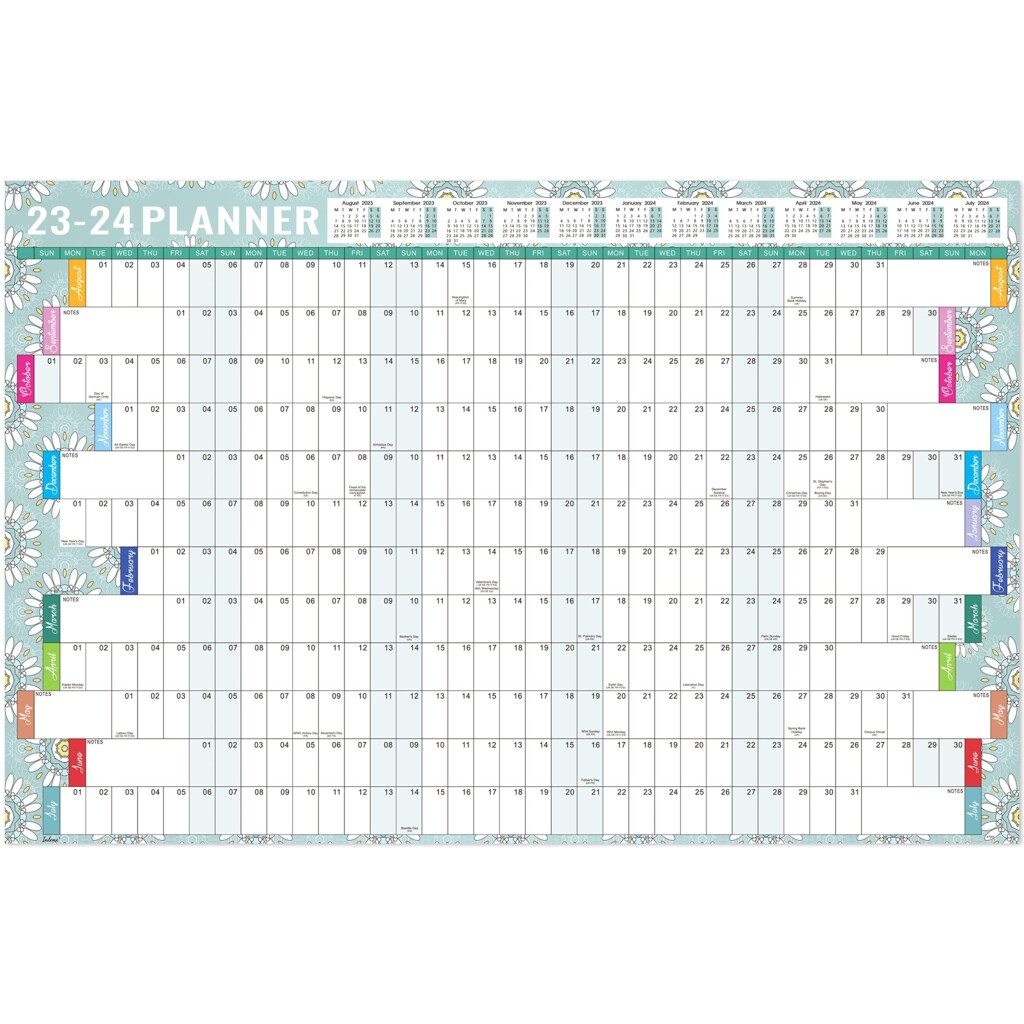 Academic Wall Planner 20232024 Portrait Layout 2023 2024 Wall Planner 