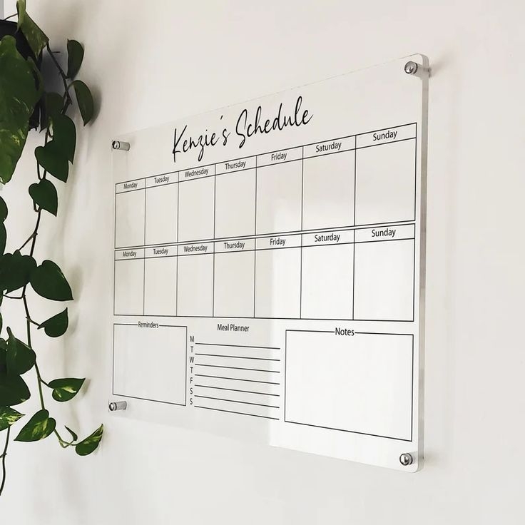 Acrylic Weekly Wall Calendar Personalized Planner Acrylic Dry Erase