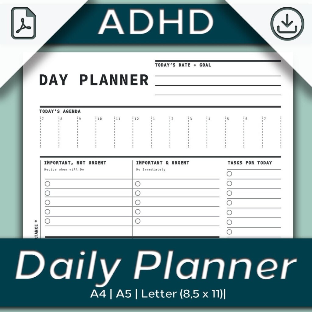 Adhd Daily Planner Printable