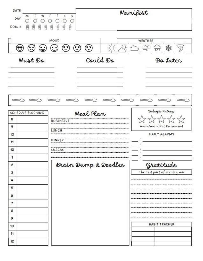 Adhd Daily Planner Printable Adhd Schedule Template Printable Templates