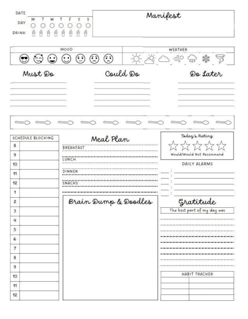 Adhd Daily Planner Printable Adhd Schedule Template Printable Templates