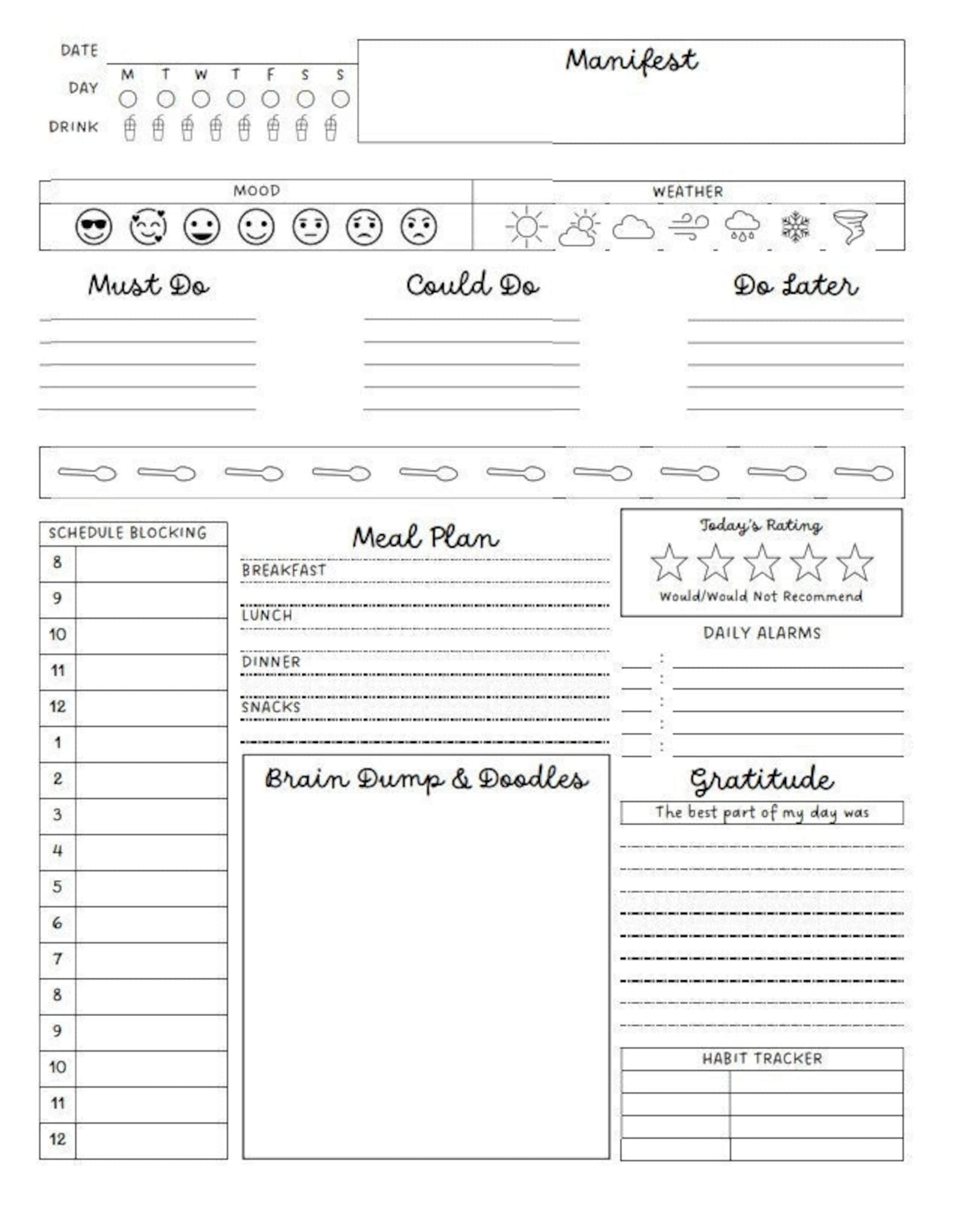 Adhd Daily Planner Printable Adhd Schedule Template Printable Templates